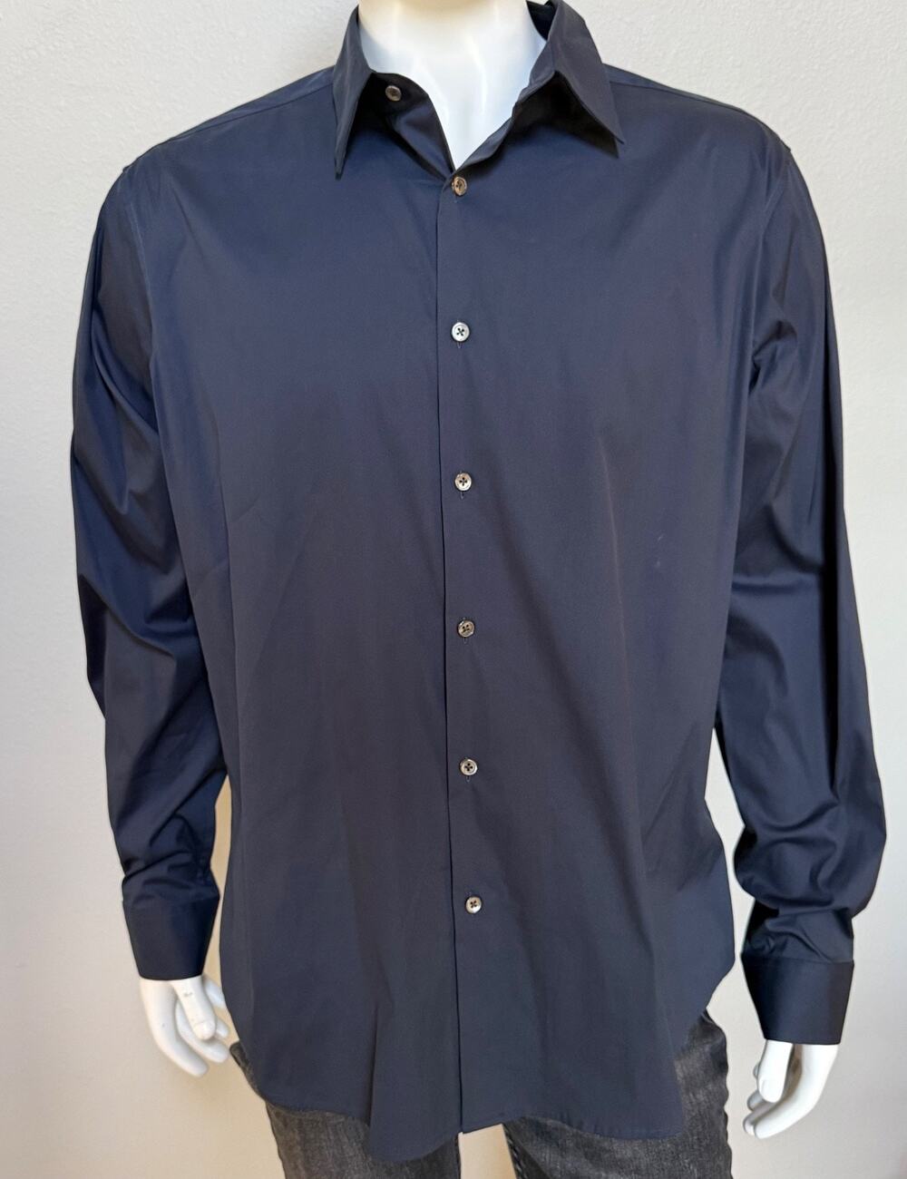 Theory NWT Men's Sylvain Stretch Cotton Blend Long Sleeve Shirt in Eclipse XXL